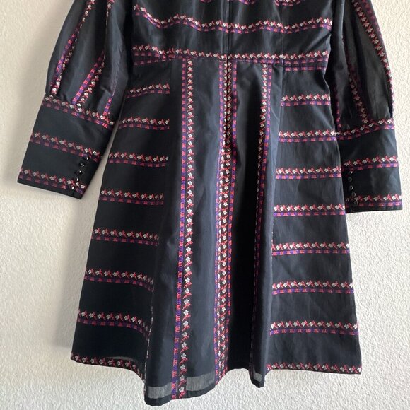 Sandro Sibel Floral Jacquard Mini Dress Lace Mock Neck Metallic Size 1 Small - Picture 6 of 15